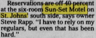 Sunset Motel - Sept 1999 Mention In Newspapers